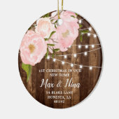 Unsere neue Zuhause Personalisierte Holzkörnerhitz Keramik Ornament (Links)