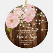 Unsere neue Zuhause Personalisierte Holzkörnerhitz Keramik Ornament (Hinten)