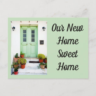 Unsere neue Zuhause Sweet Zuhause Green Doors bewe Postkarte