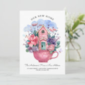 Unsere neue Zuhause Watercolor Pink Tee Cup Flora (Stehend Vorderseite)