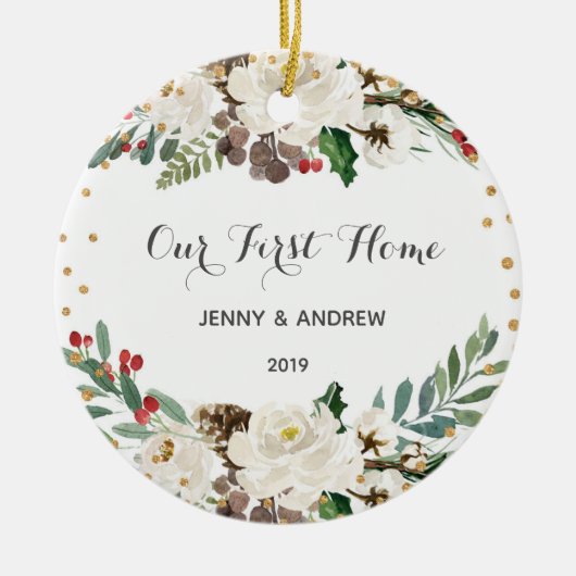 Unsere neue Zuhause Weihnachten Keramik Ornament (Vorne)