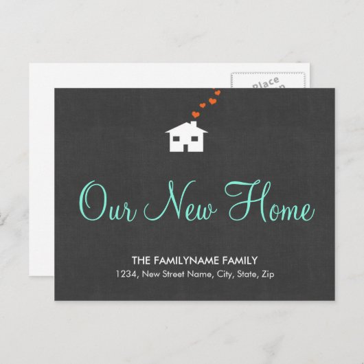 Unsere neuen Zuhause-Adressenwechsel Ankündigungspostkarte (Vorne/Hinten)
