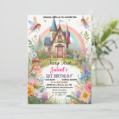 unsere niedliche Blumenpinselmärchen zum ersten Ma Einladung (Stehend Vorderseite)