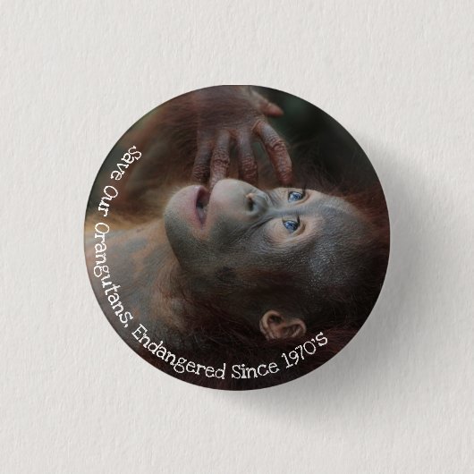 Unsere Orangutane gerettet Button (Vorderseite)