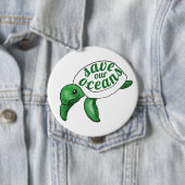 Unsere Ozeane Niedliche Schildkröte gerettet Button (Beispiel)