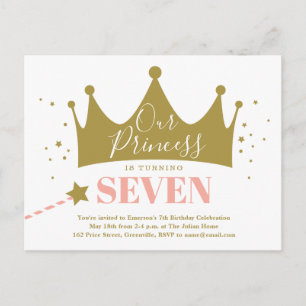 Unsere Prinzessin Pink Gold Geburtstagseinladung Postkarte