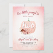 Unsere Pumpkin Rose Gold Glitzer 2. Geburtstag Einladung (Vorderseite)