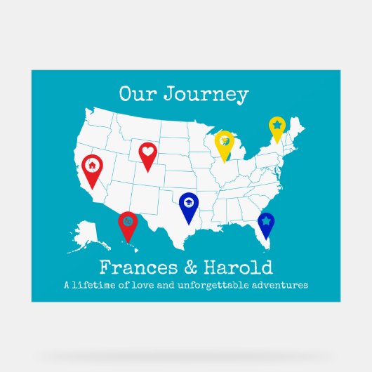 Unsere Reise - Personalisierter Meilenstein in den Acrylschild (Vorderseite)