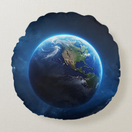 Unsere Saphire-Zuhause im Weltraum Rundes Kissen
