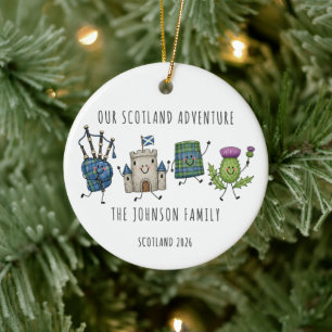 Unsere Schottland-Abenteuer-Familien-Weihnachtsdek Keramik Ornament