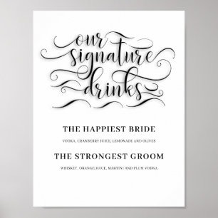 Unsere Signature Drinks Hochzeitszeichen Bar Poster