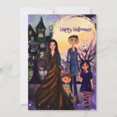 Unsere Spuk Zuhause" Lila MondlichtHalloween Feiertagskarte (Vorderseite)