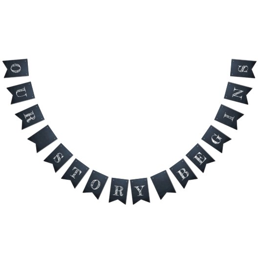 Unsere Story fängt die Chalkboard-Hochzeit an Wimpelkette (Alle)