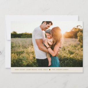Unsere Story Minimalistisch New Years Foto Beige Feiertagskarte