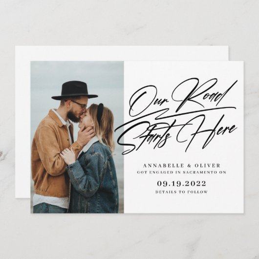 Unsere Straße beginnt hier | Foto Verlobung Ankündigung (Vorne/Hinten)
