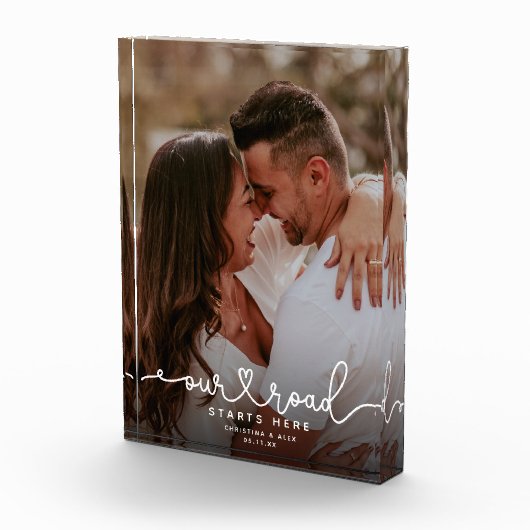 UNSERE STRASSE BEGINNT HIER Moderne SkriptWedding Fotoblock (Rechts)