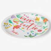 Unsere Süsse ist... floraler Kindergeburtstag. Pappteller (Schrägansicht)