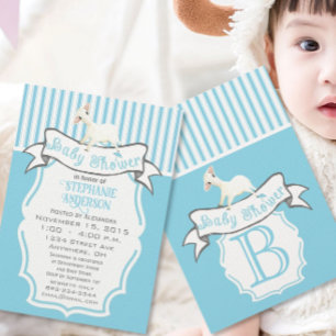 Unsere süße kleine Lamm-Baby-Party für Jungen Einladung