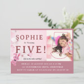 Unsere süße, sonnige Prinzessin wird 5! Party Einl Einladung (Stehend Vorderseite)