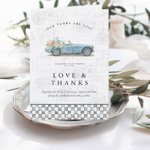 Unsere Tanks Sind Voll Vintage Auto Baby Shower Dankeskarte