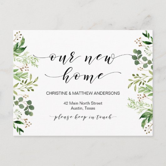 Unsere Traumvorstellung Zuhause, Grün, bewegende A Postkarte (Vorderseite)