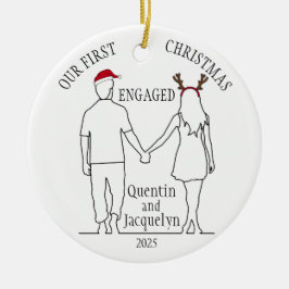 Unsere Verlobte Weihnachtsmannmütze & Antler zu We Keramik Ornament