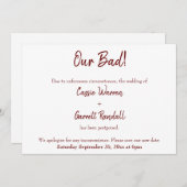 Unsere verspätete Hochzeitsankündigung in Bad Burg Einladung (Vorne/Hinten)