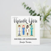 Unsere wahren Superhelden | Wertschätzung Dankeskarte (Stehend Vorderseite)
