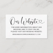 Unsere Website Moderne Black Heart Script Hochzeit Begleitkarte (Vorderseite)