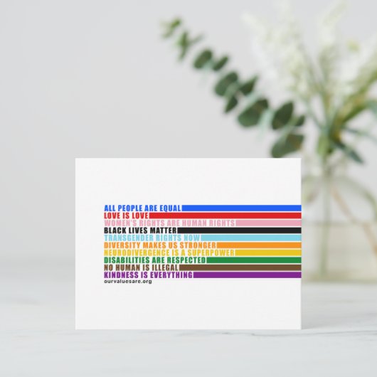 Unsere Werte sind Postkarte (Stehend Vorderseite)