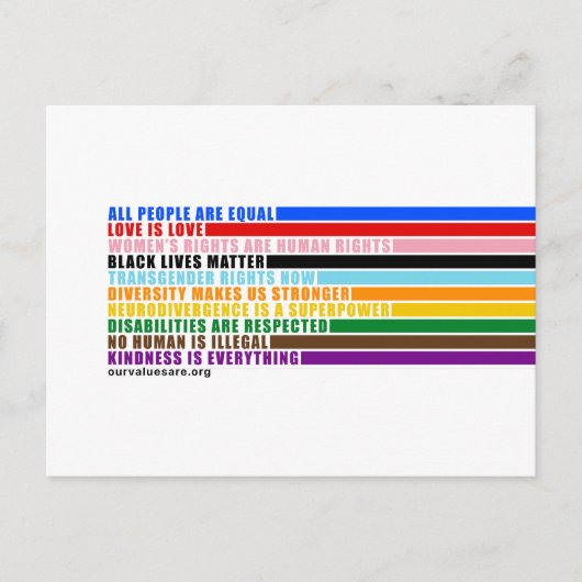 Unsere Werte sind Postkarte (Vorderseite)