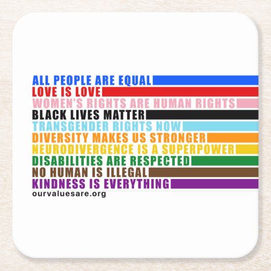 Unsere Werte sind Untersetzer (Vorderseite)