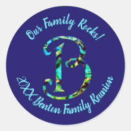 Unsere Wiedersehen "Family Rocks Pastell Letter B  Runder Aufkleber