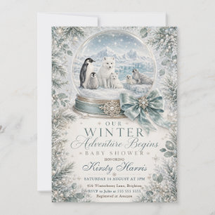 Unsere Winter-Abenteuer-Baby-Party beginnt Einladung