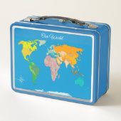 Unsere "World Map Metal Lunch Box" Metall Brotdose (Rückseite)