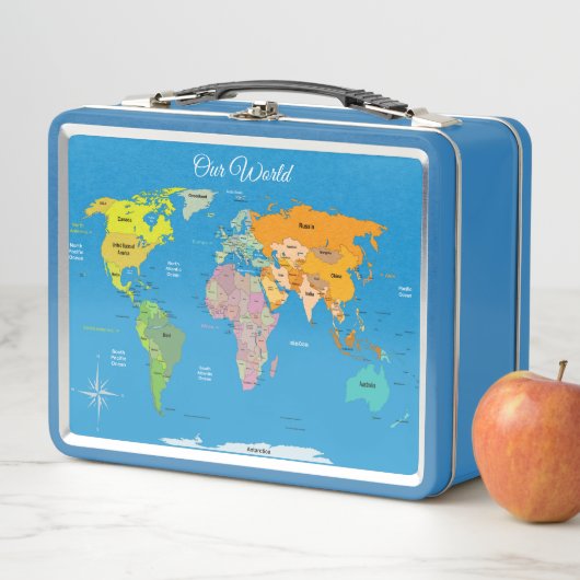 Unsere "World Map Metal Lunch Box" Metall Brotdose (Beispiel)
