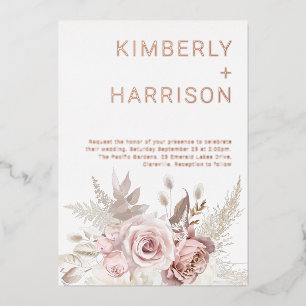 Unsere wunderbare Hochzeit: Rose Gold & Blush Folieneinladung