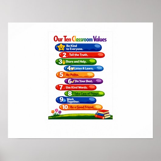 Unsere zehn Klassenzimmer-Werte – 16x20 Querformat Poster (Vorne)