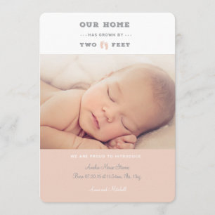Unsere Zuhause ist um zwei Fuß Geburtsankündigung  Ankündigung
