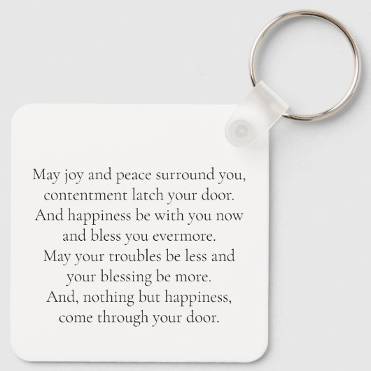 Unsere Zuhause mit irischem Segen Schlüsselanhänger (Rückseite)