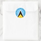 Unsere Zuhause | St. Lucia-Flagge mit Anthem Phras Runder Aufkleber (Tasche)