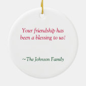 Unsere Zuhause zu Ihrem Weihnachtskorb Keramik Ornament (Hinten)