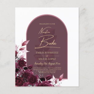 UNSERER HOCHZEIT Weinrote Rosen EINLADUNGEN Flyer
