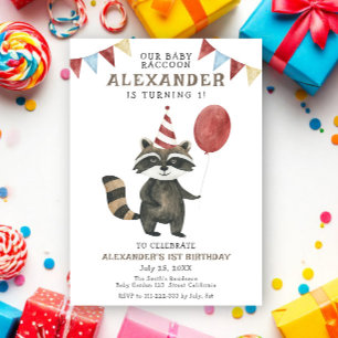 Unserer Waschbär 1. Geburtstag Einladung
