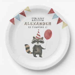 Unserer Waschbär 1. Geburtstag  Pappteller