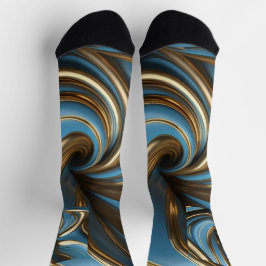 Unsex Blue, Metallic Gold Marmor Socken