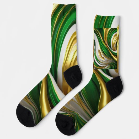 Unsex Green Golden Classic Matching Krawatte Set Socken (Linkes Detail)