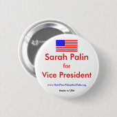 Unsflagge, Sarah Palin, für, Vizefotorezeptor… - Button (Vorne & Hinten)