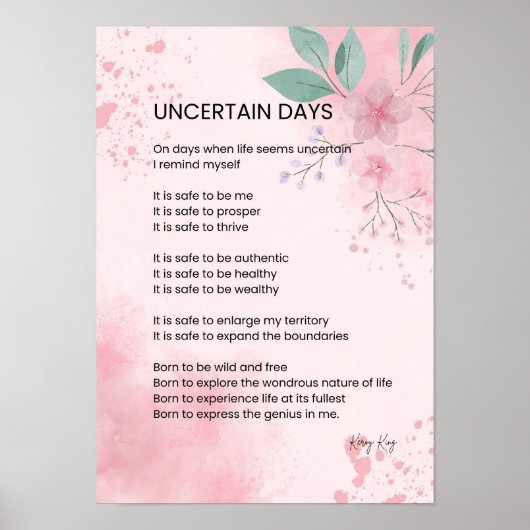 Unsichere Tage - Hoffnungsschimmer-Ermutigungsgedi Poster (Vorne)