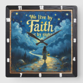 Unsichtbare Wege: Vertrauen in den Glauben Quadratische Wanduhr (Vorderseite)